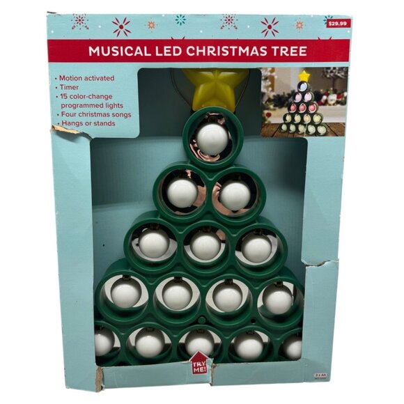 Musical LED Christmas Tree Motion Activation Timer 15 Color Lights Songs READ NE - Picture 1 of 13